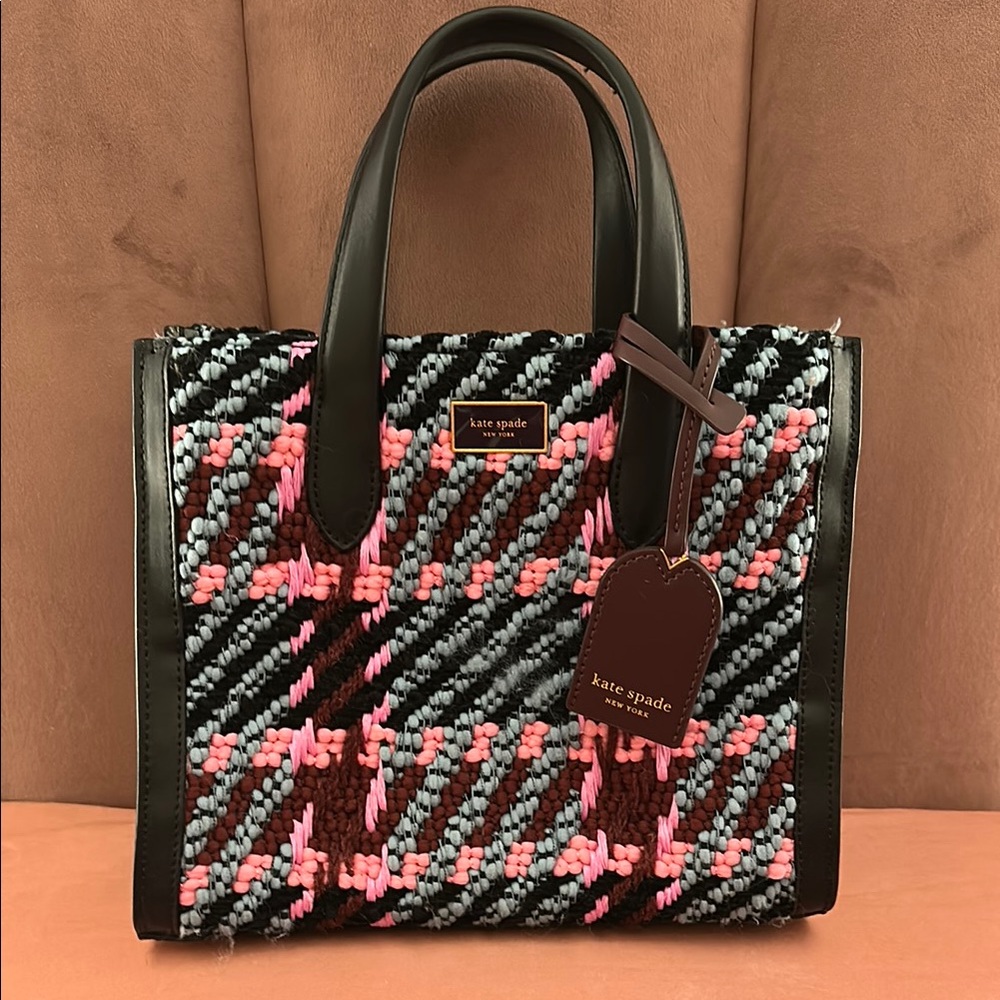 Kate Spade Small Manhattan Plaid Chunky Woven Tote